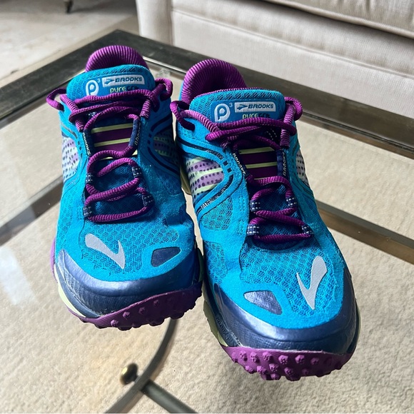 Brooks Shoes - Brooks Blue and Purple Trail Running Shoes with Aggressive Outsole